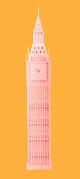 Большой Бен Розовый Цвет Оранжевом Фоне — стоковый вектор