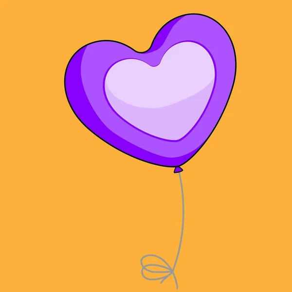Purple Heart Shaped Balloon Rope — Stock Vector