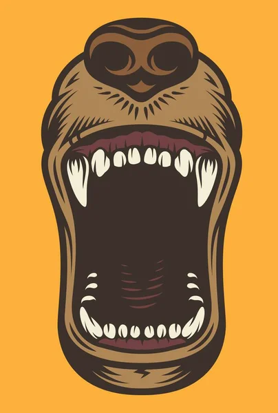 Bouche Animal Avec Des Dents Pointues — Image vectorielle