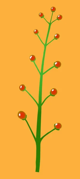 Rojo Simple Flor Fruta Silvestre Sobre Fondo Naranja — Archivo Imágenes Vectoriales