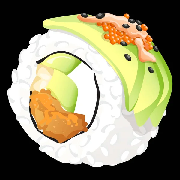 Sushi Rice Caviar Rolls — Stock Vector