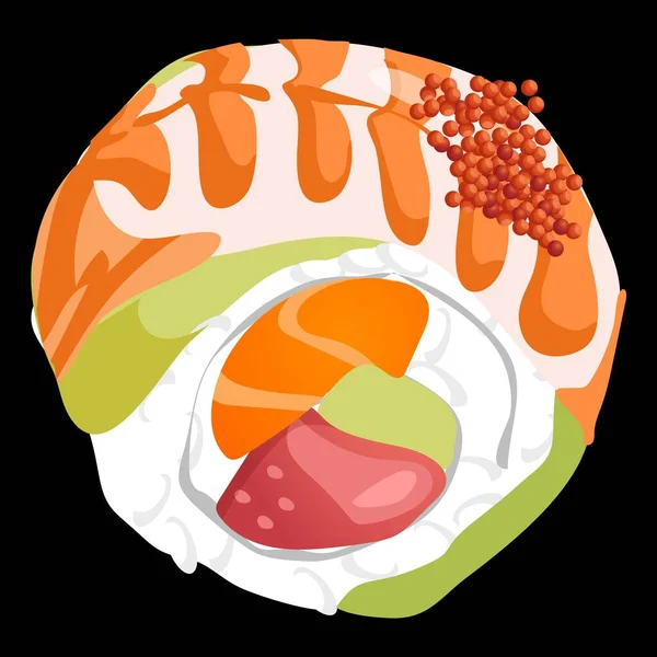 Japanese Dish Sushi Rolls Fish — Stock Vector