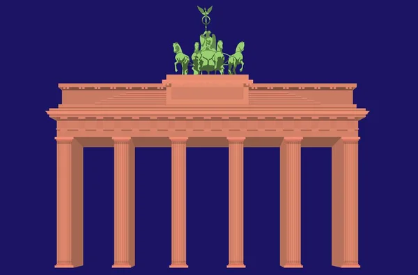 Brandenburgi Kapu Kék Háttérrel — Stock Vector