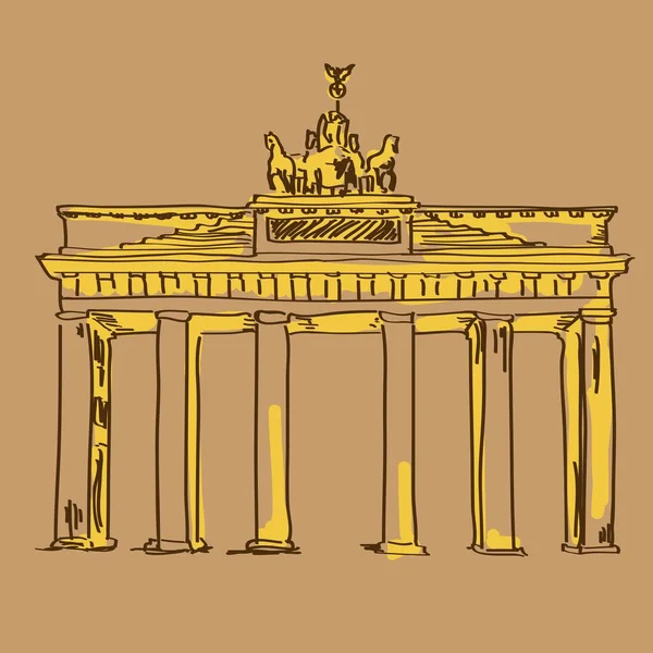 Brandenburg Πύλη Στην Απεικόνιση Διάνυσμα Βερολίνο — Διανυσματικό Αρχείο
