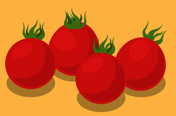Gambar Vektor Tomat Ceri Merah - Stok Vektor