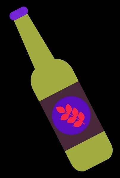 Bouteille Alcool Vert Avec Étiquette — Image vectorielle