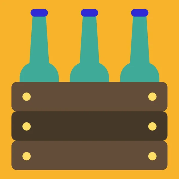 Caixa Com Garrafas Cerveja Vetor Ilustração — Vetor de Stock