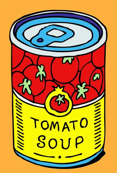 Sopa Tomate Uma Lata — Vetor de Stock