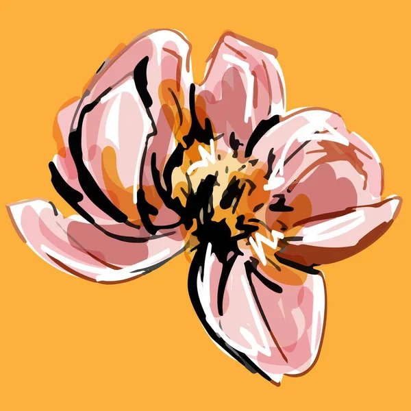Dessin Fleur Lotus Illustration Vectorielle — Image vectorielle