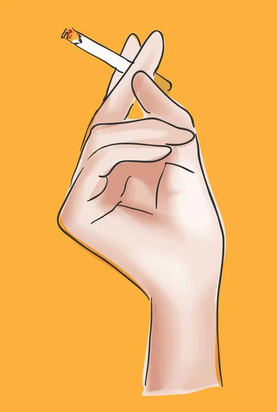 Kvinnlig Hand Med Cigarett — Stock vektor
