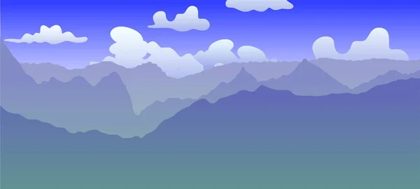 Montañas Distancia Nubes Cielo — Vector de stock