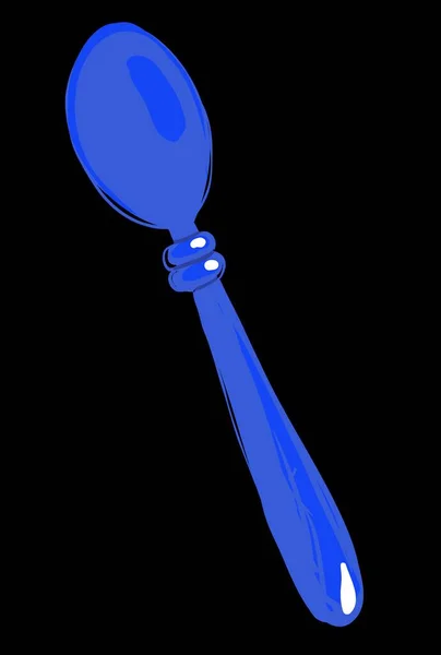 吃餐具用的蓝色勺子 — 图库矢量图片