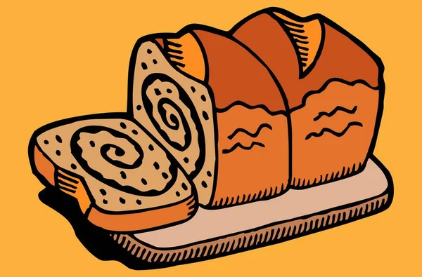 Kesme Tahtasında Dilimlenmiş Ekmek — Stok Vektör