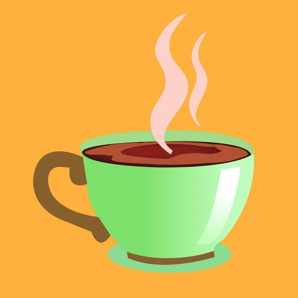 Zöld Csésze Illatos Forró Kávé — Stock Vector