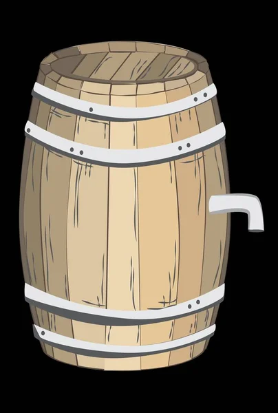 Деревянная Бочка Пива Краном — стоковый вектор