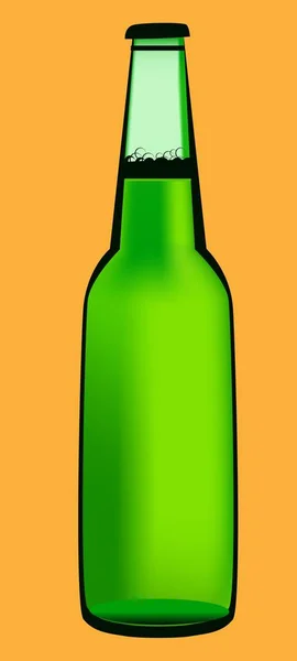 Skleněná Zelená Láhev Pivní Vektorovou Ilustrací — Stockový vektor
