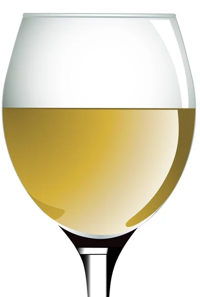 Kielich Szklany Białym Winem — Wektor stockowy