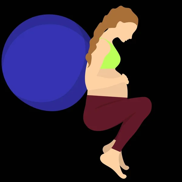 Blue Ball Exercises Pregnant Women — Stock Vector