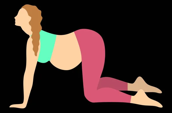 Hamil Gadis Melakukan Yoga Pada Merangkak - Stok Vektor