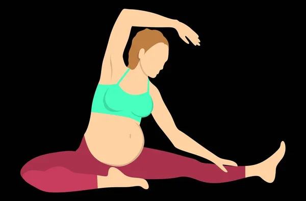 Schwangere Macht Yoga Auf Dem Fußboden — Stockvektor