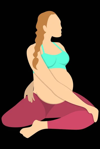 正在地板上做瑜伽的怀孕女孩 — 图库矢量图片