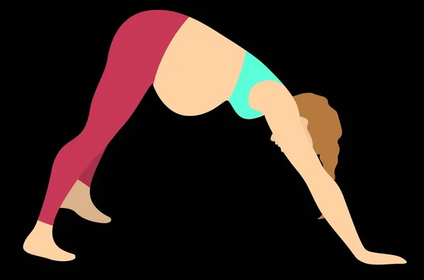 Gadis Hamil Melakukan Yoga Lantai - Stok Vektor