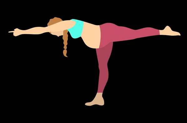 Pregnant Girl Doing Yoga Floor — Stock Vector