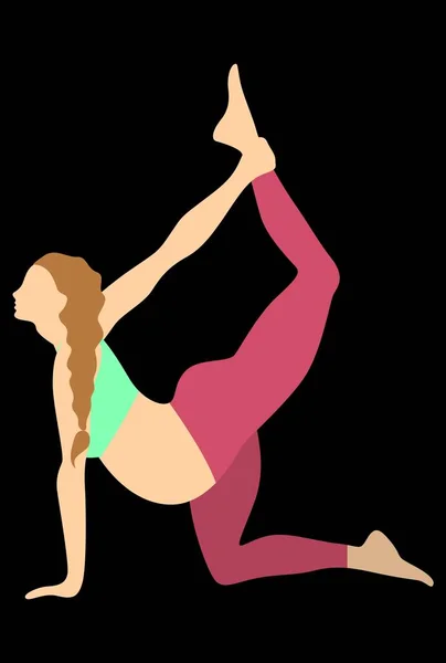 Wanita Hamil Melakukan Ilustrasi Vektor Yoga - Stok Vektor
