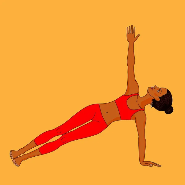 Woman Red Uniform Doing Yoga — Stock Vector