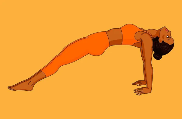 주황색 Doing Yoga Plank — 스톡 벡터