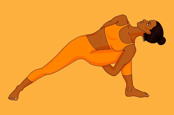 Vrouw Oranje Uniform Doet Yoga — Stockvector