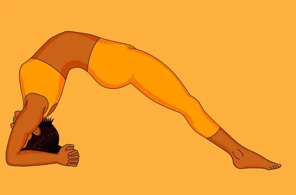 Wanita Berseragam Oranye Melakukan Yoga Backbend - Stok Vektor