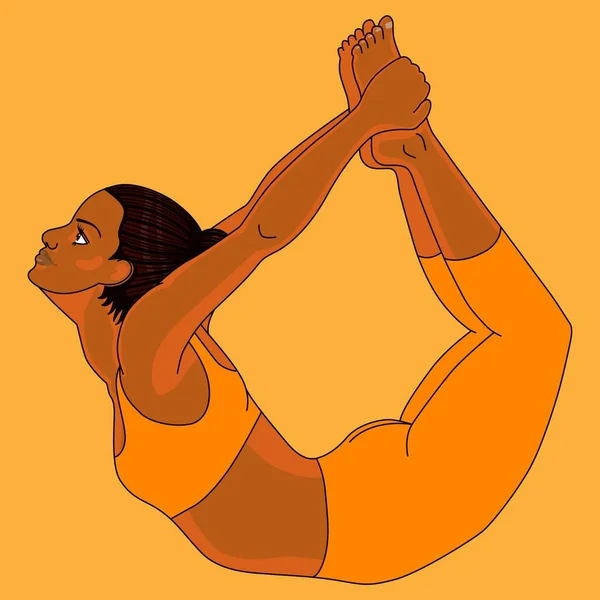 Mujer Uniforme Naranja Haciendo Yoga Backbend — Vector de stock