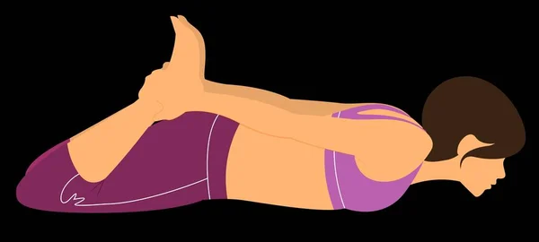 Pose Yoga Femme Couché Sur Ventre — Image vectorielle