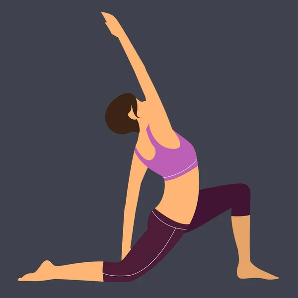 Mujer Yoga Estiramiento Pose Manos Arriba — Vector de stock