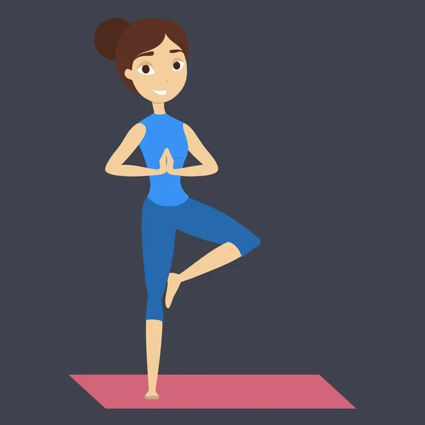 Woman Yoga Poses Floor One Leg — Stock Vector