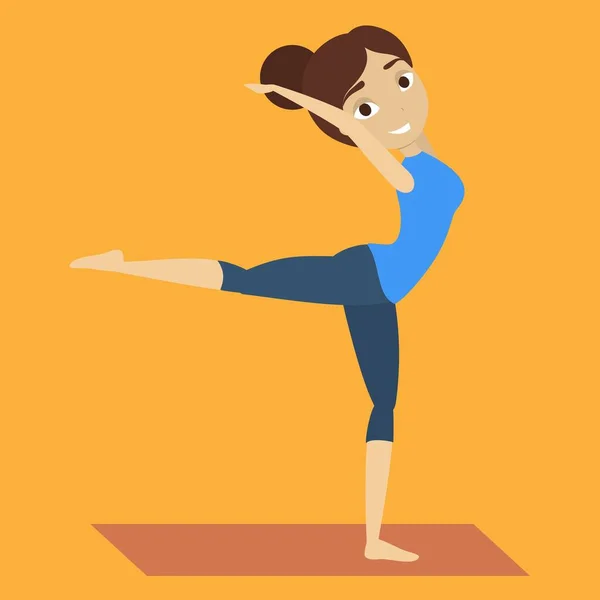 Woman Doing Yoga Mat — Stock Vector