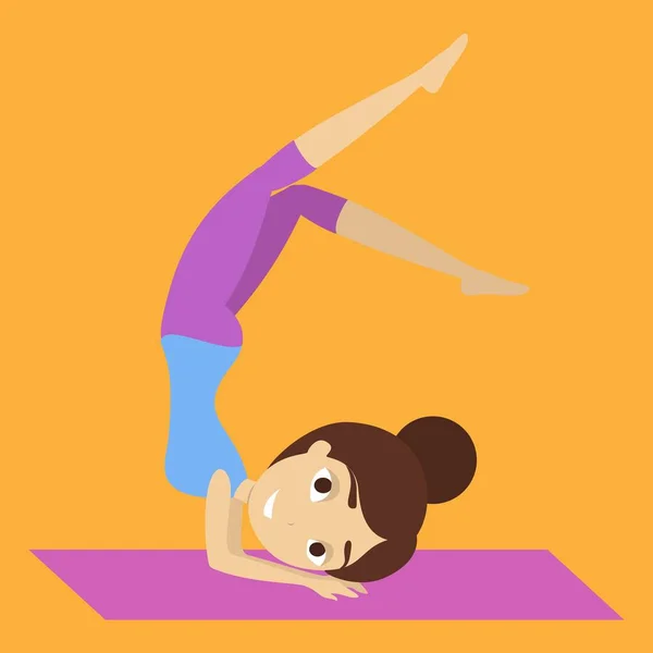 Mujer Haciendo Yoga Una Estera Mientras Está Pie Sobre Sus — Vector de stock