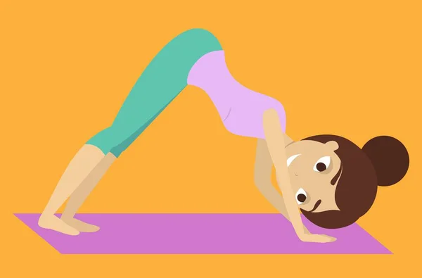Mujer Haciendo Yoga Una Estera — Vector de stock