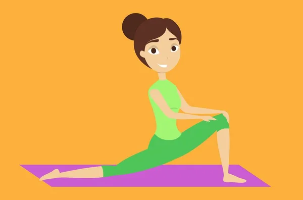 Woman Doing Yoga Mat Stretching — Stock Vector