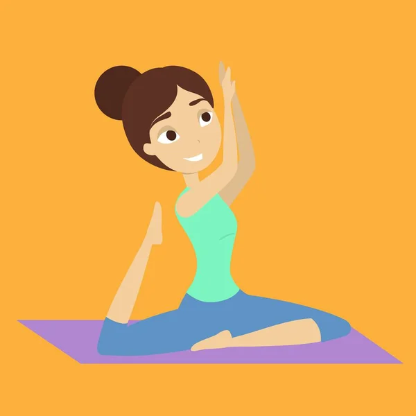 Mujer Haciendo Yoga Una Estera — Vector de stock