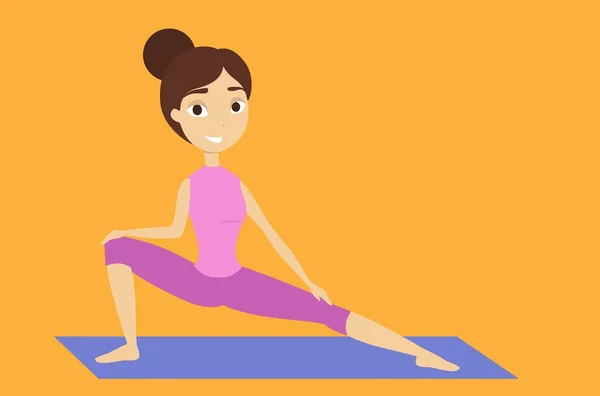 Frau Macht Yoga Auf Einer Matte — Stockvektor
