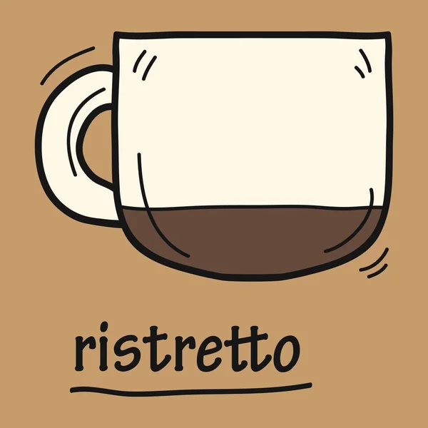 Csésze Ristretto Kávé Barna Háttér — Stock Vector