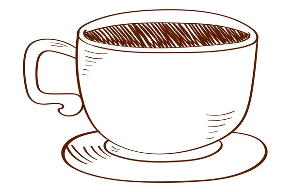 Målad Kopp Kaffe Isolerad Vit Bakgrund — Stock vektor