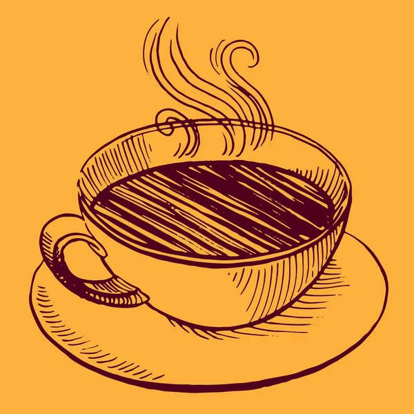 Contour Cup Hot Coffee — Stock Vector