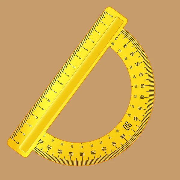 带有测量角度的分隔符的黄色牵引机 — 图库矢量图片
