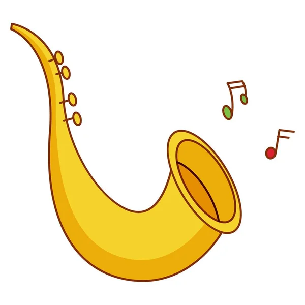 Speelgoed Saxofoon Met Vliegende Noten — Stockvector