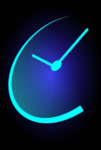 Beautiful Neon Clock Icon Blue Background — Stock Vector
