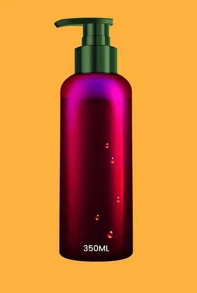 Burgundowa Butelka Kosmetyczna Dozownikiem — Wektor stockowy