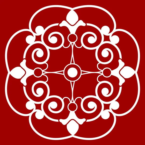 Motif Ornement Flocon Neige Blanc Sur Fond Rouge — Image vectorielle